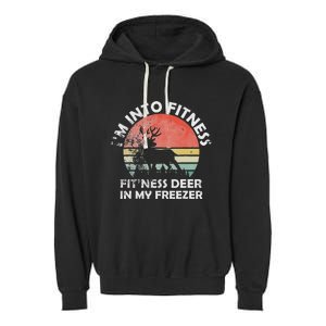 IM Into Fitness FitNess Deer In My Freezer Retro Fitness Garment-Dyed Fleece Hoodie