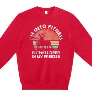 IM Into Fitness FitNess Deer In My Freezer Retro Fitness Premium Crewneck Sweatshirt