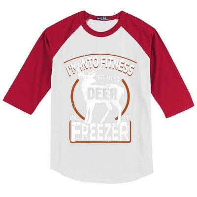 IM Into Fitness Deer Freezer Funny Dad Hunter Deer Hunting Kids Colorblock Raglan Jersey