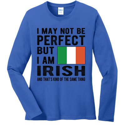 I'm Irish Flag Ireland Heritage Irish Roots Gift Ladies Long Sleeve Shirt