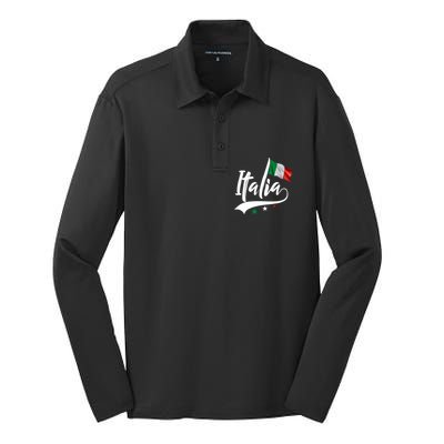 Italia Italian Flag Italy Italiano Heritage Silk Touch Performance Long Sleeve Polo