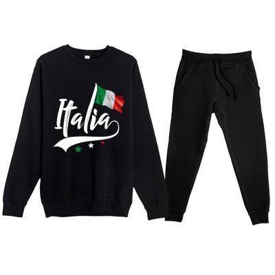 Italia Italian Flag Italy Italiano Heritage Premium Crewneck Sweatsuit Set