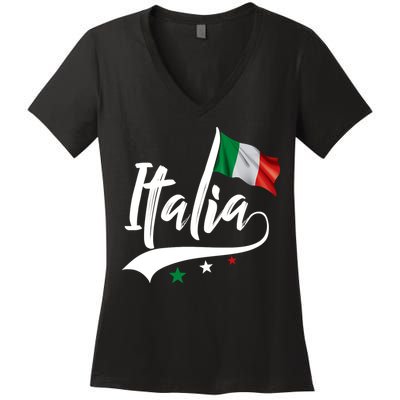 Italia Italian Flag Italy Italiano Heritage Women's V-Neck T-Shirt