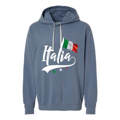 Italia Italian Flag Italy Italiano Heritage Garment-Dyed Fleece Hoodie