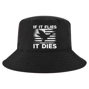 If It Flies It Dies American Flag Duck Hunter Gift Cool Comfort Performance Bucket Hat