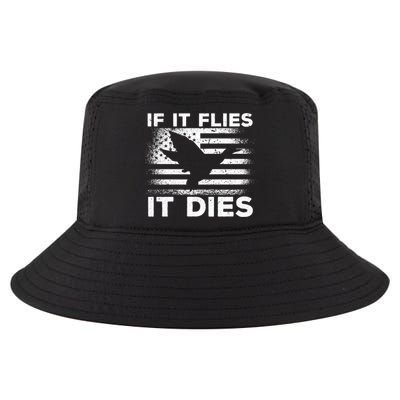 If It Flies It Dies American Flag Duck Hunter Gift Cool Comfort Performance Bucket Hat
