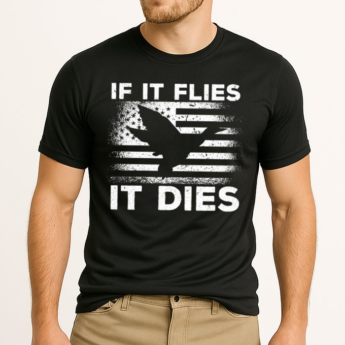 If It Flies It Dies American Flag Duck Hunter Gift Cooling Performance Crew T-Shirt