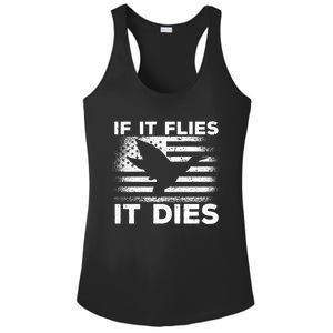 If It Flies It Dies American Flag Duck Hunter Gift Ladies PosiCharge Competitor Racerback Tank