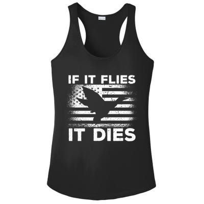 If It Flies It Dies American Flag Duck Hunter Gift Ladies PosiCharge Competitor Racerback Tank