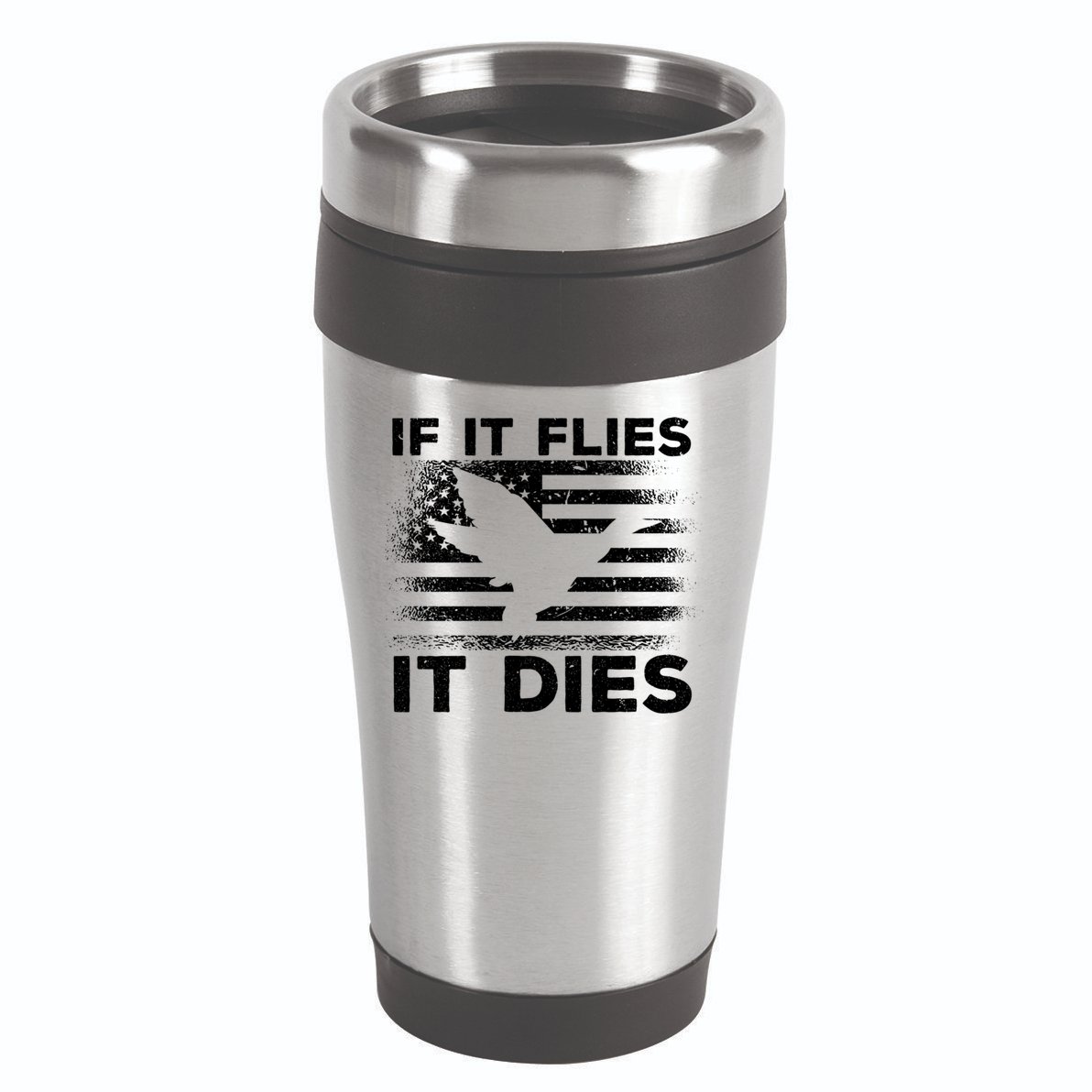 If It Flies It Dies American Flag Duck Hunter Gift 16oz Travel Tumbler
