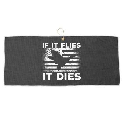 If It Flies It Dies American Flag Duck Hunter Gift Large Microfiber Waffle Golf Towel