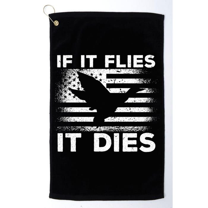 If It Flies It Dies American Flag Duck Hunter Gift Golf Towel