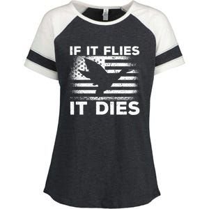 If It Flies It Dies American Flag Duck Hunter Gift Enza Ladies Jersey Colorblock Tee