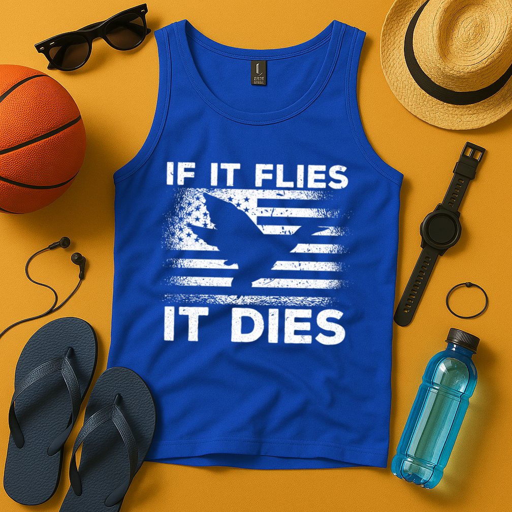 If It Flies It Dies American Flag Duck Hunter Gift Tank Top