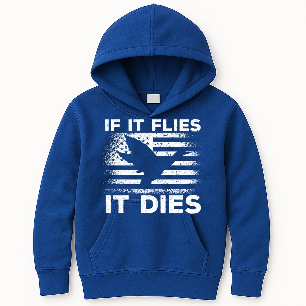 If It Flies It Dies American Flag Duck Hunter Gift Kids Hoodie
