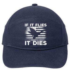 If It Flies It Dies American Flag Duck Hunter Gift 7-Panel Snapback Hat