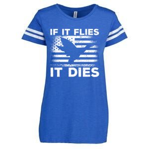 If It Flies It Dies American Flag Duck Hunter Gift Enza Ladies Jersey Football T-Shirt