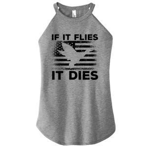 If It Flies It Dies American Flag Duck Hunter Gift Women's Perfect Tri Rocker Tank