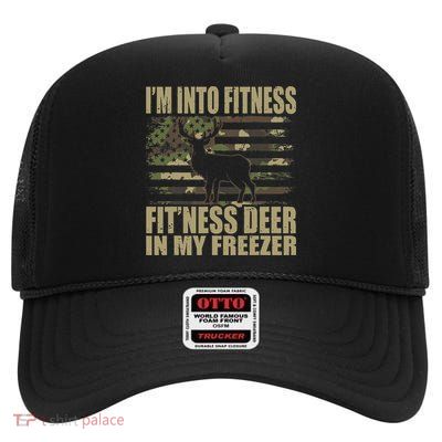 I'm Into Fitness Fit'ness Deer In My Freezer  High Crown Mesh Back Trucker Hat