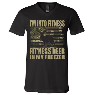 I'm Into Fitness Fit'ness Deer In My Freezer  V-Neck T-Shirt