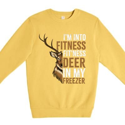 IM Into Fitness FitNess Deer In My Freezer Hunting Deer Premium Crewneck Sweatshirt