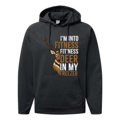 IM Into Fitness FitNess Deer In My Freezer Hunting Deer Performance Fleece Hoodie