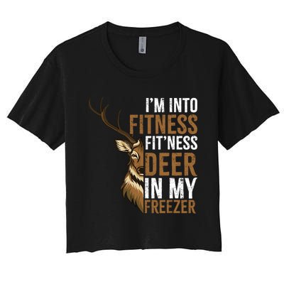 IM Into Fitness FitNess Deer In My Freezer Hunting Deer Women's Crop Top Tee