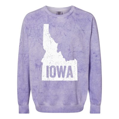 Idaho Iowa Funny Geography Mix Up Colorblast Crewneck Sweatshirt