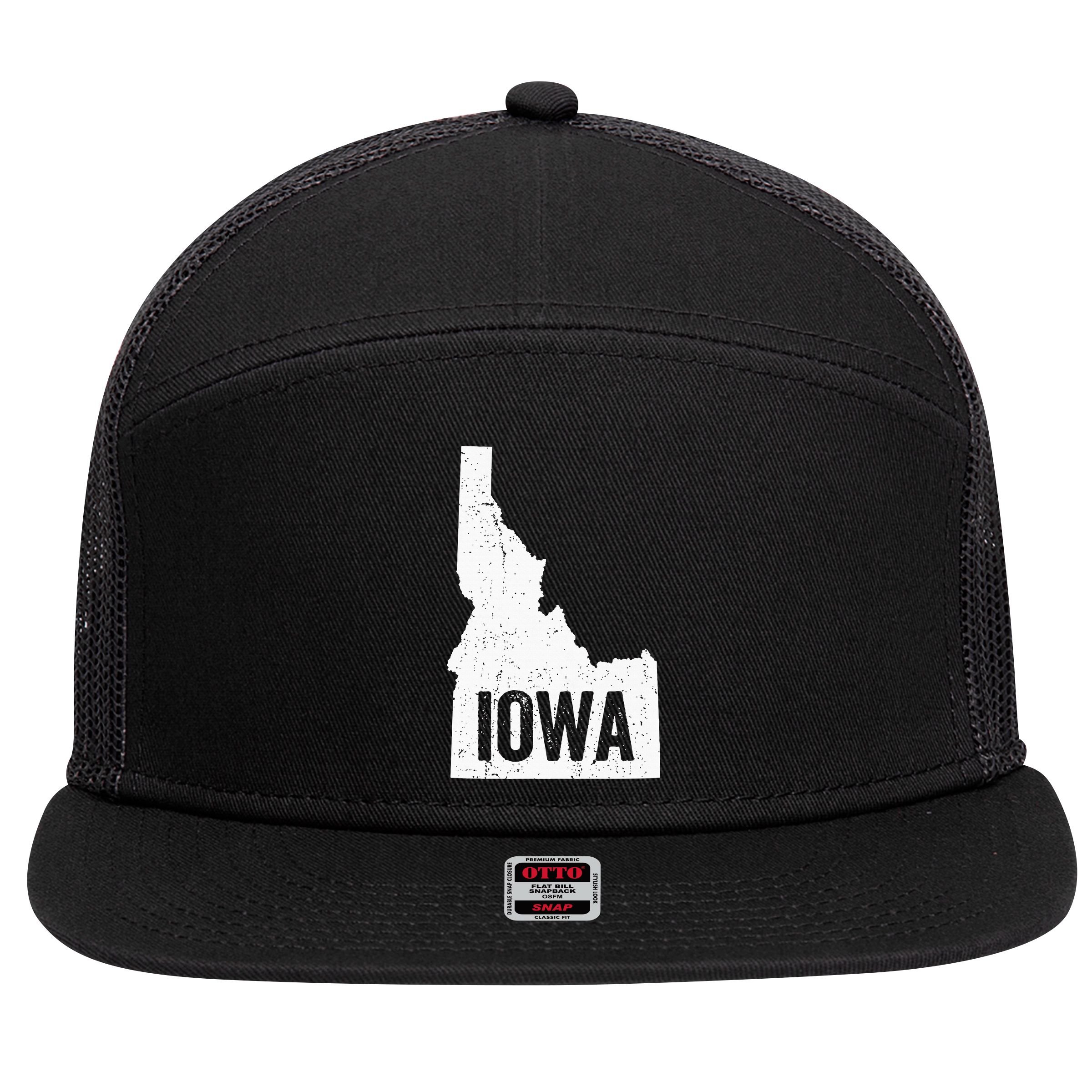 Idaho Iowa Funny Geography Mix Up 7 Panel Mesh Trucker Snapback Hat