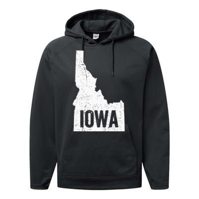 Idaho Iowa Funny Geography Mix Up Performance Fleece Hoodie