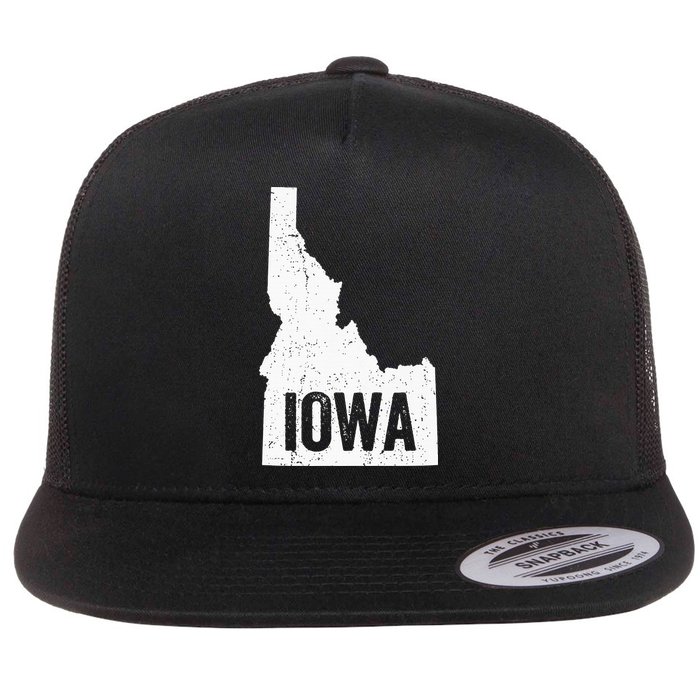 Idaho Iowa Funny Geography Mix Up Flat Bill Trucker Hat