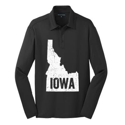 Idaho Iowa Funny Geography Mix Up Silk Touch Performance Long Sleeve Polo