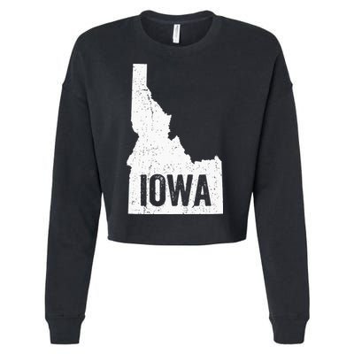 Idaho Iowa Funny Geography Mix Up Cropped Pullover Crew