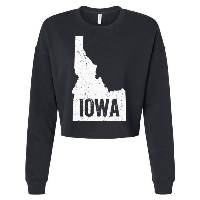 Idaho Iowa Funny Geography Mix Up Cropped Pullover Crew