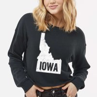 Idaho Iowa Funny Geography Mix Up Cropped Pullover Crew