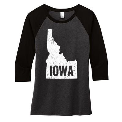 Idaho Iowa Funny Geography Mix Up Women's Tri-Blend 3/4-Sleeve Raglan Shirt