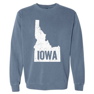 Idaho Iowa Funny Geography Mix Up Garment-Dyed Sweatshirt