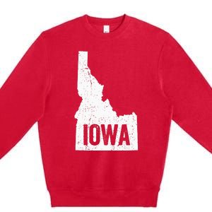 Idaho Iowa Funny Geography Mix Up Premium Crewneck Sweatshirt