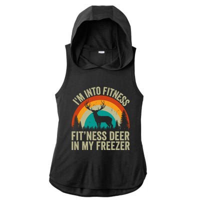 IM Into Fitness FitNess Deer In My Freezer Hunting Husband Ladies PosiCharge Tri-Blend Wicking Draft Hoodie Tank