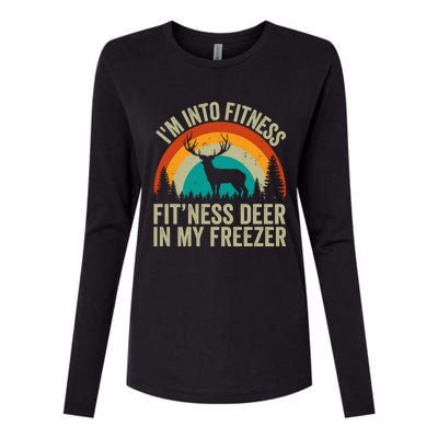 IM Into Fitness FitNess Deer In My Freezer Hunting Husband Womens Cotton Relaxed Long Sleeve T-Shirt