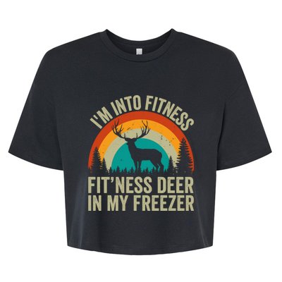 IM Into Fitness FitNess Deer In My Freezer Hunting Husband Bella+Canvas Jersey Crop Tee