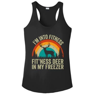 IM Into Fitness FitNess Deer In My Freezer Hunting Husband Ladies PosiCharge Competitor Racerback Tank