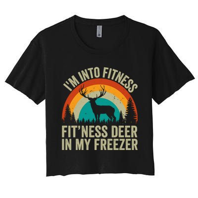 IM Into Fitness FitNess Deer In My Freezer Hunting Husband Women's Crop Top Tee