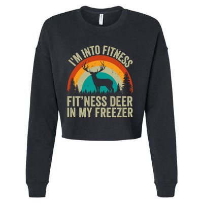 IM Into Fitness FitNess Deer In My Freezer Hunting Husband Cropped Pullover Crew