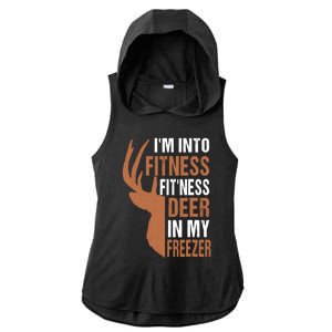 IM Into Fitness FitNess Deer In My Freezer Ladies PosiCharge Tri-Blend Wicking Draft Hoodie Tank