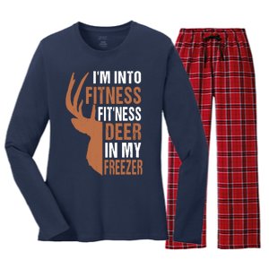 IM Into Fitness FitNess Deer In My Freezer Women's Long Sleeve Flannel Pajama Set 