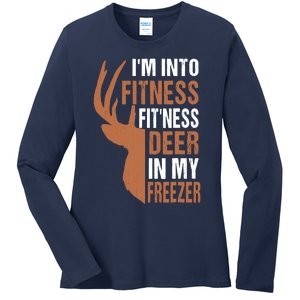 IM Into Fitness FitNess Deer In My Freezer Ladies Long Sleeve Shirt