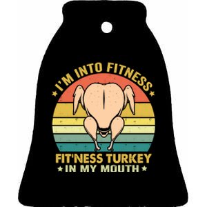 IM Into Fitness FitNess Turkey In My Mouth Thanksgiving Ceramic Bell Ornament