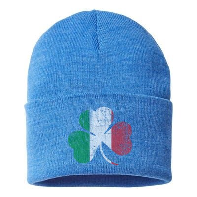 Irish Italian Flag Shamrock Italia Gift Sustainable Knit Beanie