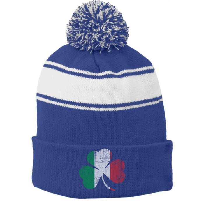 Irish Italian Flag Shamrock Italia Gift Stripe Pom Pom Beanie